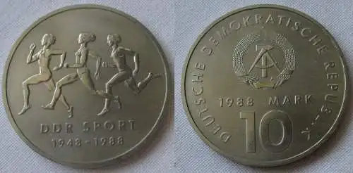 DDR Gedenk Münze 10 Mark 40 Jahre DDR Sport 1988 (152224)