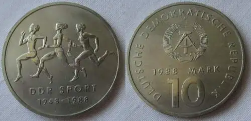 DDR Gedenk Münze 10 Mark 40 Jahre DDR Sport 1988 (154288)