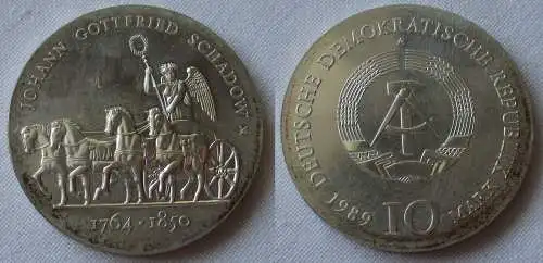 DDR Gedenk Münze 10 Mark Johann Gottfried Schadow 1989 Stempelglanz (152885)