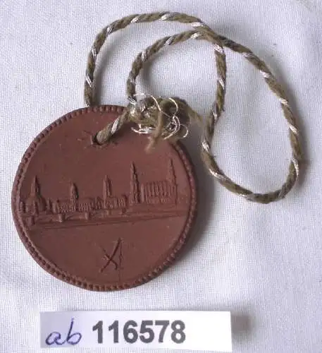 Seltene Meissner Porzellan Medaille Volkskongress Sachsen 1948 (116578)