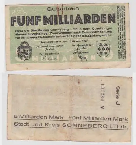 5 Milliarden Mark Banknote Sonneberg in Thüringen 20.10.1923 (144074)