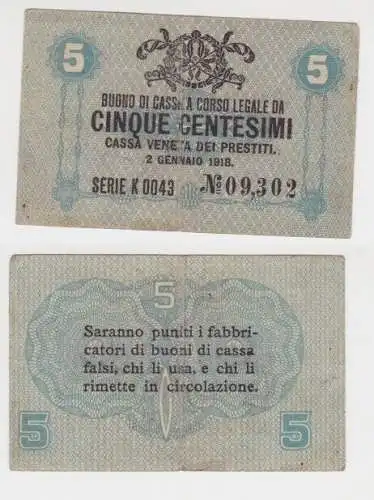 5 Centesimi Banknote Italien 2.1.1918 Cassa Veneta dei Prestiti (144034)