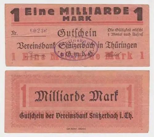 1 Miiliarde Mark Banknote Inflation Vereinsbank Stützerbach 1923 (144205)