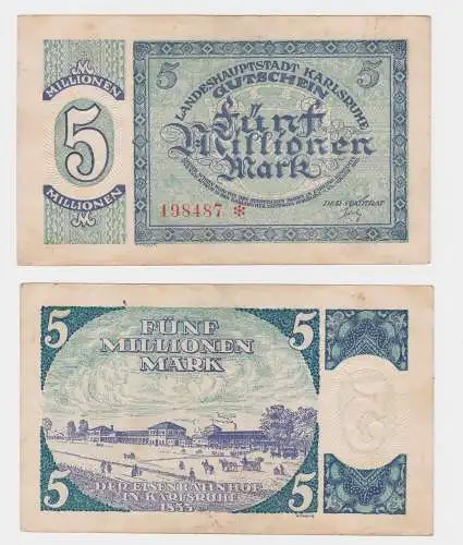 5 Millionen Mark Banknote Landeshauptstadt Karlsruhe 14.8.1923 (121271)