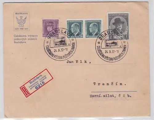 66124 Einschreiben Brief Bratislava Tschechoslowakei 24.10.1937