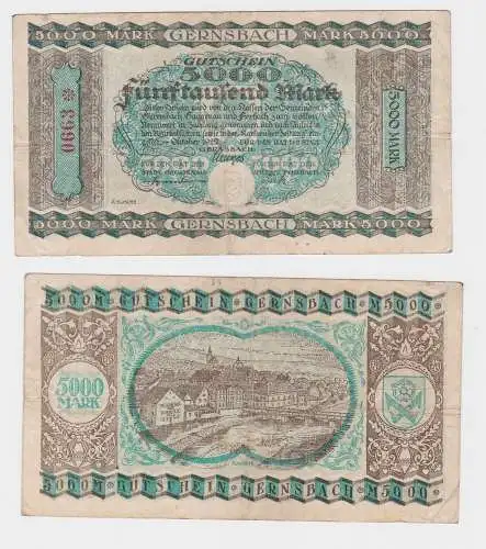 5000 Mark Banknote Stadt Gernsbach Oktober 1922 (121273)