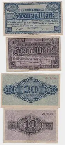 10 und 20 Mark Banknoten Notgeld Stadt Cottbus 1918 (120660)