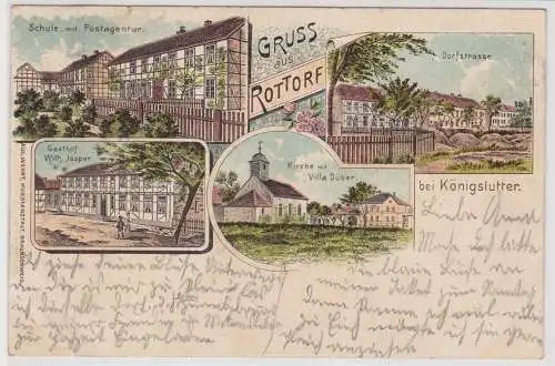 99339 Ak Lithographie Gruß aus Rottorf bei Königslutter Gasthof usw. 1908
