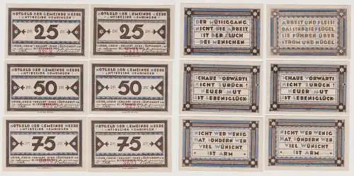 6 Banknoten Notgeld Gemeinde Heede 1921 (152819)