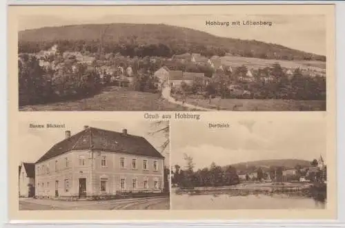 61821 Mehrbild AK Gruss aus Hohburg - Baums Bäckerei, Dorfteich, mit Löbenberg