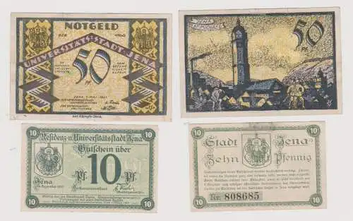 10 und 50 Pfennig Banknoten Notgeld Stadt Jena 1918-1922 (153709)