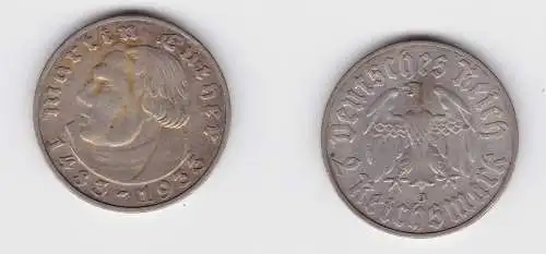 2 Mark Silber Münze Martin Luther 1933 J Jäger 352 ss+ (127037)