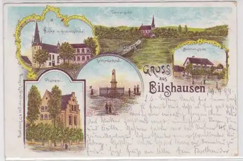 73755 Ak Lithographie Gruß aus Bilshausen Kriegerdenkmal usw. 1899