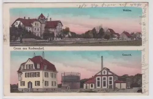 98109 Mehrbild Ak Gruß aus Kochendorf Bahnhof Waldau, Gaswerk 1918