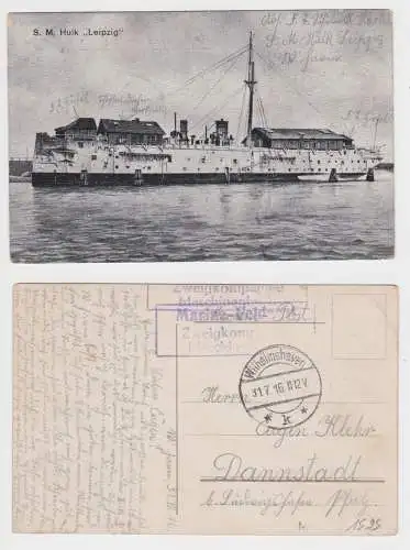 00490 Feldpost Ak Kriegsschiff S.M.Hulk "Leipzig" 1916