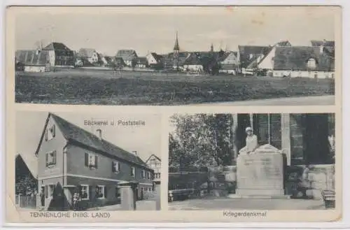 81167 Mehrbild Ak Tennenlohe (NBG.Land) Bäckerei, Poststelle,Kriegerdenkmal 1937