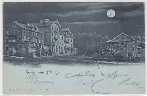 62959 Mondscheinkarte Gruß vom Plättig bei Bühl Kurhotel 1898