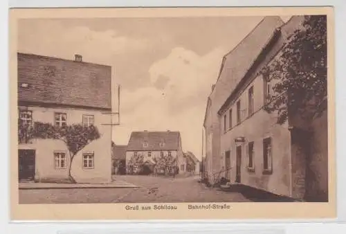 66273 Ak Gruß aus Schildau Bahnhofstrasse um 1920