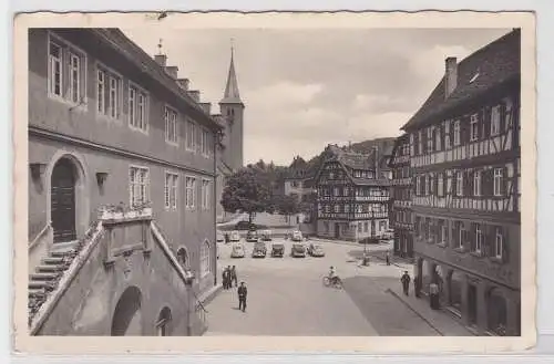 72961 AK Mosbach im bad. Neckartal - Marktplatz mit Fachwerkhausfassaden 1963