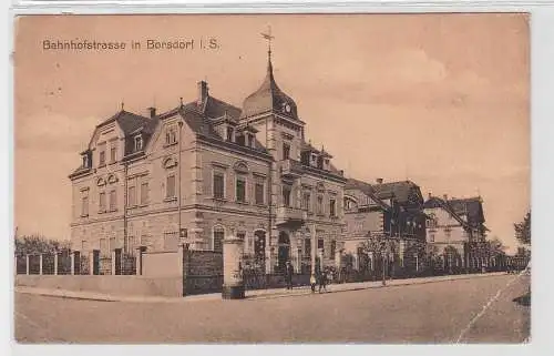 93022 Ak Bahnhofstrasse in Borsdorf in Sachsen 1917