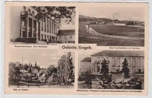 93624 AK Oelsnitz (Erzgebirge) - Bergarbeiterclubhaus, Albert-Funk-Kampfbahn