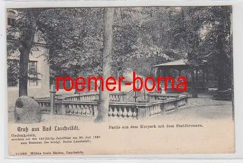 42956 Gruß aus Bad Lauchstädt Partie aus dem Kurpark mit dem Stahlbrunnen 1907
