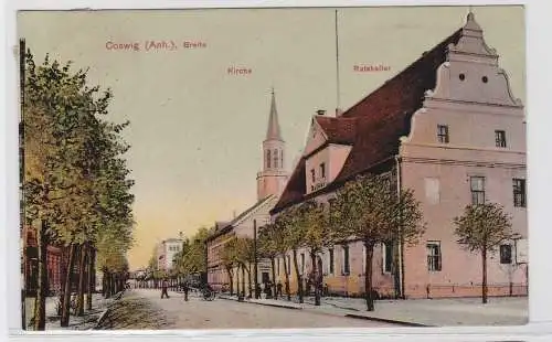 93002 AK Coswig (Anhalt) - Breite, Kirche und Ratskeller 1908