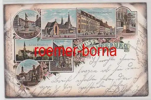 77983 Ak Lithografie Gruss aus Augsburg Hotel Mohren & Fuggerhaus usw. 1898