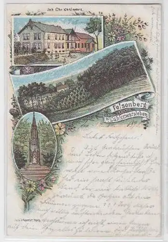 40214 Ak Lithographie Felsenberg bei Dahlenwarsleben Gasthof usw. 1898