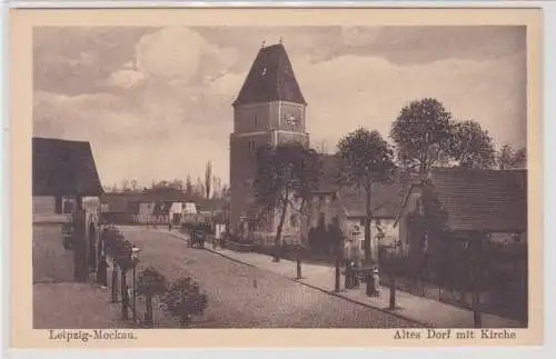 54718 Ak Leipzig-Mockau Altes Dorf mit Kirche um 1920