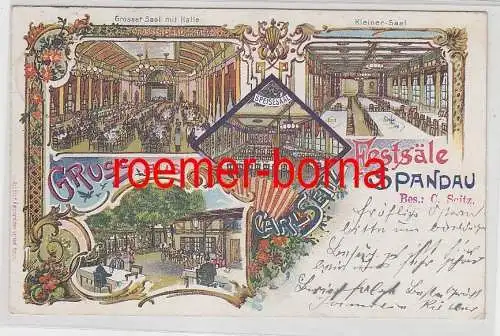 77637 Ak Lithographie Gruß aus Carl Seitz Festsäle Spandau 1899
