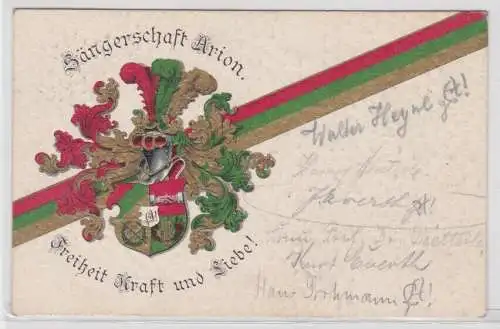 39467 Ak Sängerschaft Arion Freiheit Kraft und Liebe! - gestempelt Leipzig 1912