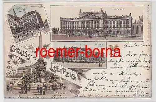 77299 Ak Lithographie Gruß aus Leipzig Café Felsche usw. 1898