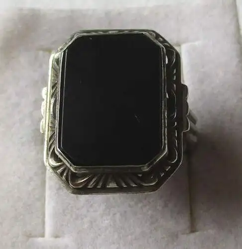 hochwertiger Silber Ring Siegelring mit Onyx Stein (106346)