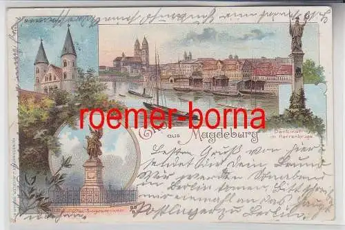 77537 Ak Lithografie Gruss aus Magdeburg 1898