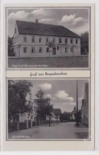 88765 Mehrbild Ak Gruß aus Neupoderschau Gasthof, Dorfstrasse usw. um 1940