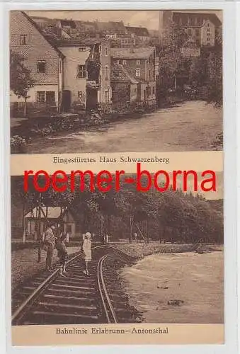 75457 Ak Eingestürztes Haus Schwarzenberg, Bahnlinie Erlabrunn-Antonsthal 1931