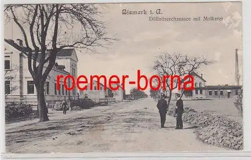 75454 Ak Bismarck in Anhalt Döllnitzerchaussee mit Molkerei 1910