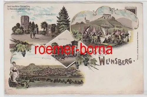 75562 Ak Lithografie Gruss aus Weinsberg Kernerhaus, Burg, Totale um 1900