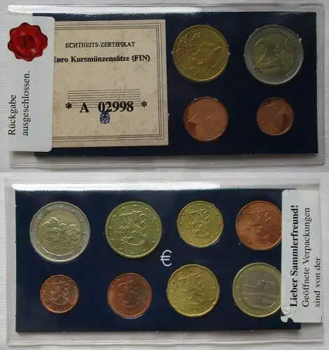 KMS Euro Kursmünzensatz 1999-2002 Finnland 1 Cent - 2 Euro (167362)