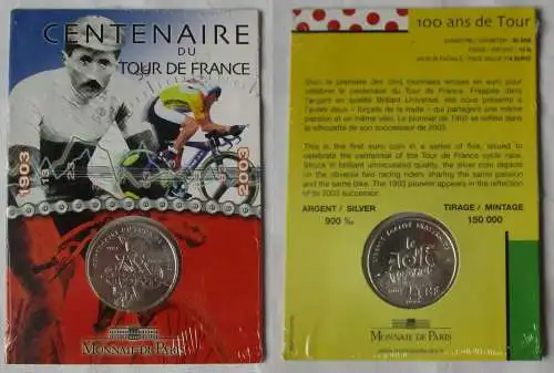 Centenaire du Tour de France 1/4 Euro 2003 aus Silber BU Coincard (167368)