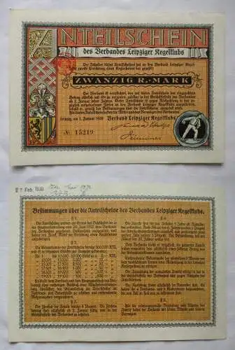 20 Mark Leipzig 1.1.1928, Anteilschein des Verbandes Leipziger Kegelklubs 159203