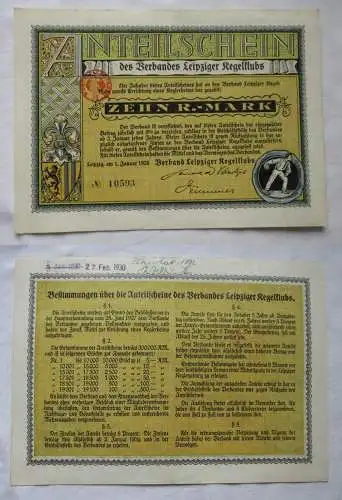 10 Mark Leipzig 1.1.1928, Anteilschein des Verbandes Leipziger Kegelklubs 157361