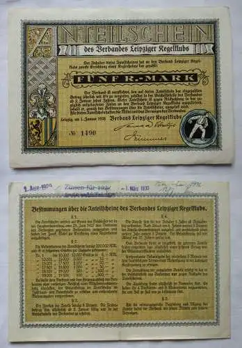 5 Mark Leipzig 1.1.1928, Anteilschein des Verbandes Leipziger Kegelklubs 154679