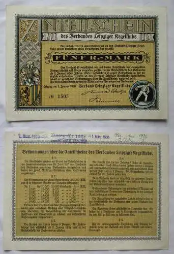 5 Mark Leipzig 1.1.1928, Anteilschein des Verbandes Leipziger Kegelklubs 153223
