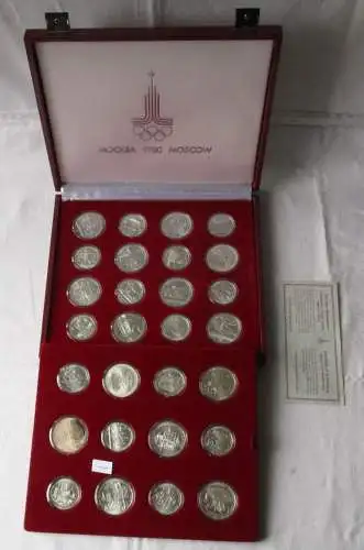 Komplettsatz 28x 5 + 10 Rubel Olympische Spiele Moskau 1980 im Etui (140828)