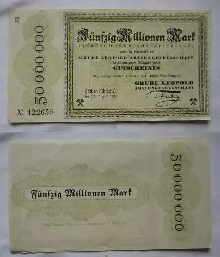 50 Millionen Mark Banknote Grube Leopold Cöthen Köthen Anhalt (156990)