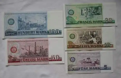 Banknoten 5 bis 100 Mark DDR 1971-1975 kassenfrisch UNC (167375)