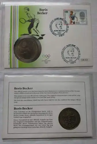 5 Dollar Cu/Ni Münze 1987 Niue Numisbrief Olympia Boris Becker Stgl. (158831)