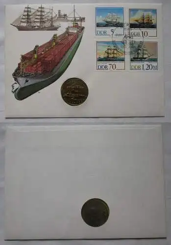 DDR Numisbrief mit 5 Mark Überseehafen Rostock 1988 (155311)